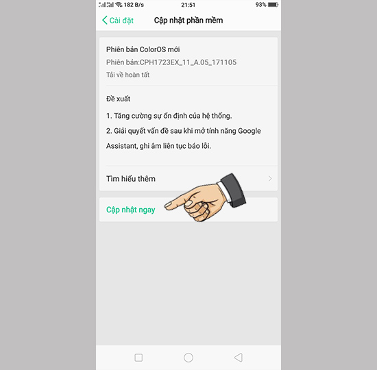 Chọn cập nhật ngay